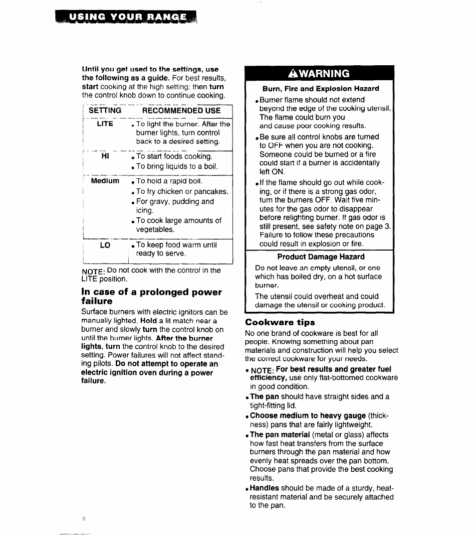 Cookware tips | Whirlpool 8SF302PSY User Manual | Page 8 / 28