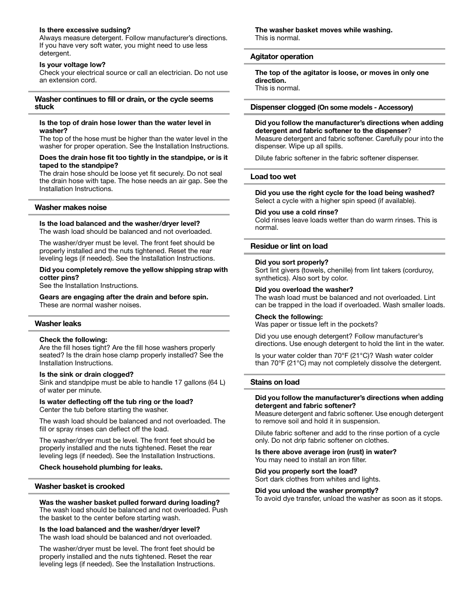 Whirlpool Combination WASHER / DRYER User Manual | Page 13 / 16