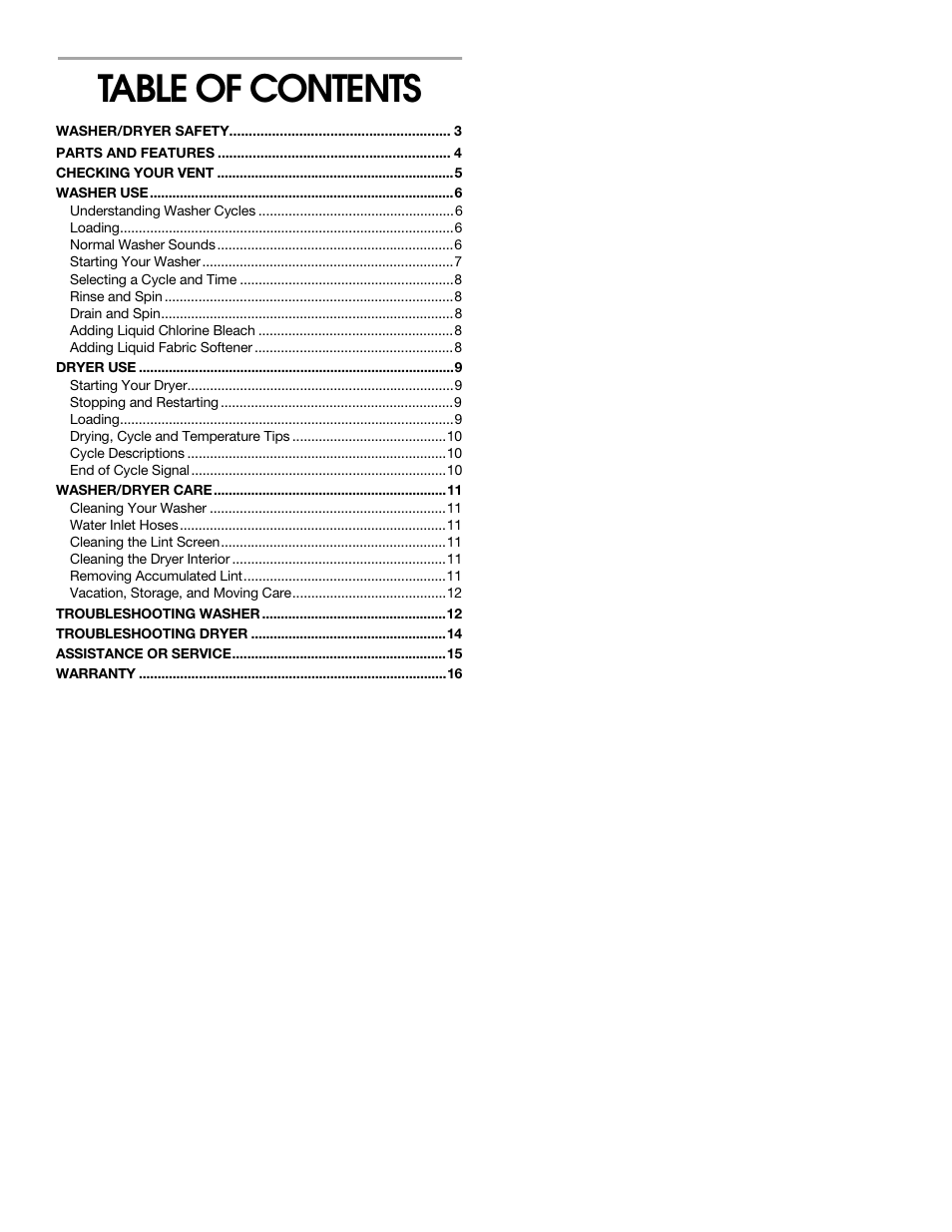 Whirlpool Combination WASHER / DRYER User Manual | Page 2 / 16