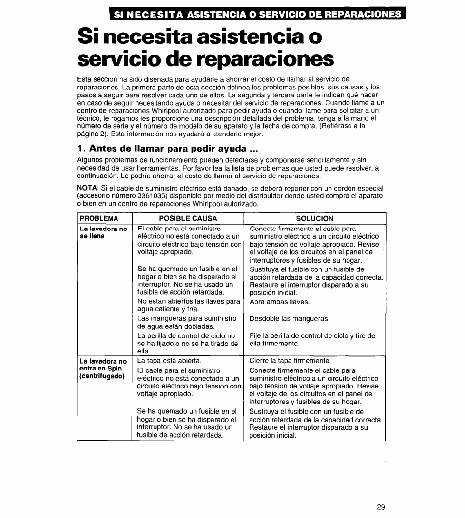 Si necesita asistencia o servicio de reparaciones | Whirlpool Conservator CAWX629JQ1 User Manual | Page 53 / 55