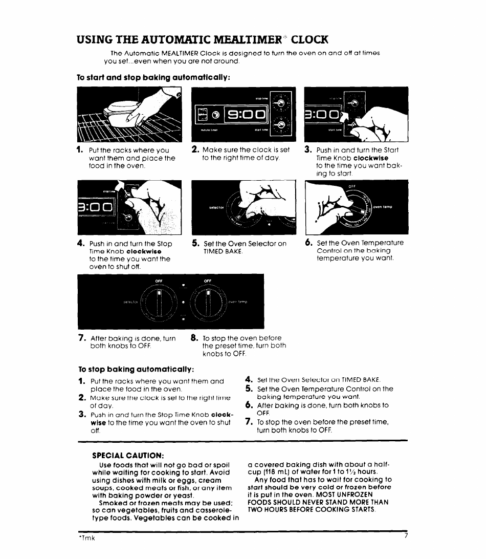 Using the automatic mealtimer clock | Whirlpool RB260PXK User Manual | Page 7 / 16