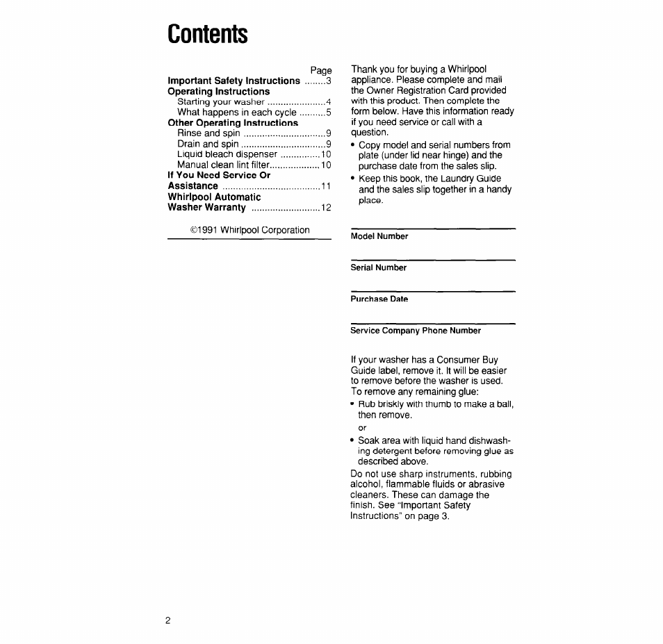 Whirlpool 4LA6300XX User Manual | Page 2 / 12