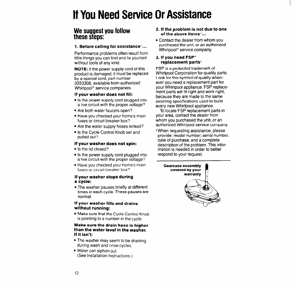 If you need service or assistance | Whirlpool 6LA6300xY User Manual | Page 12 / 16