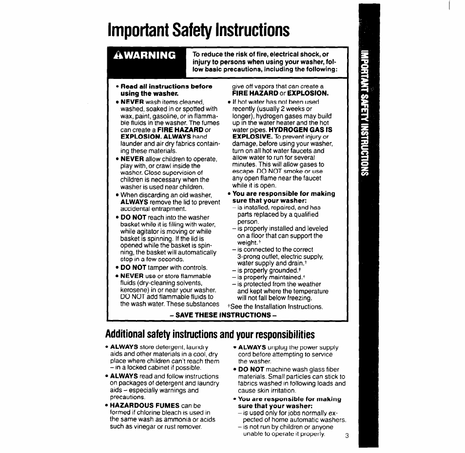 Important safety instructions, Ikwarning | Whirlpool 6LA6300xY User Manual | Page 3 / 16