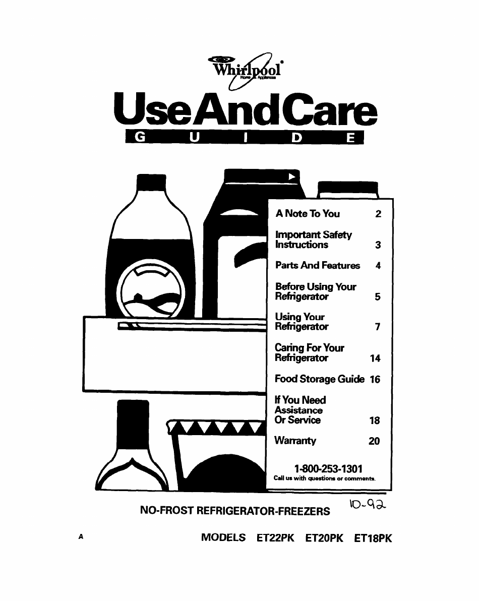 Whirlpool ET18PK User Manual | 20 pages