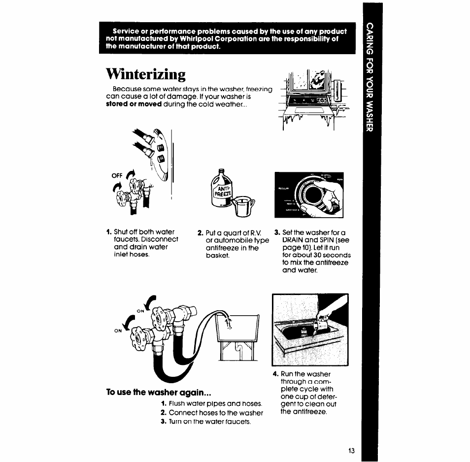 Winterizing | Whirlpool LA5668XS User Manual | Page 13 / 16