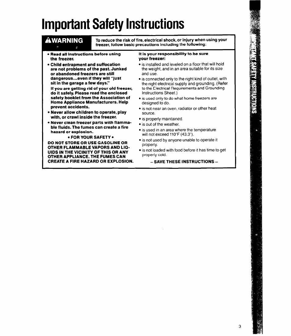 Important safety instructions | Whirlpool EW190FX User Manual | Page 3 / 12