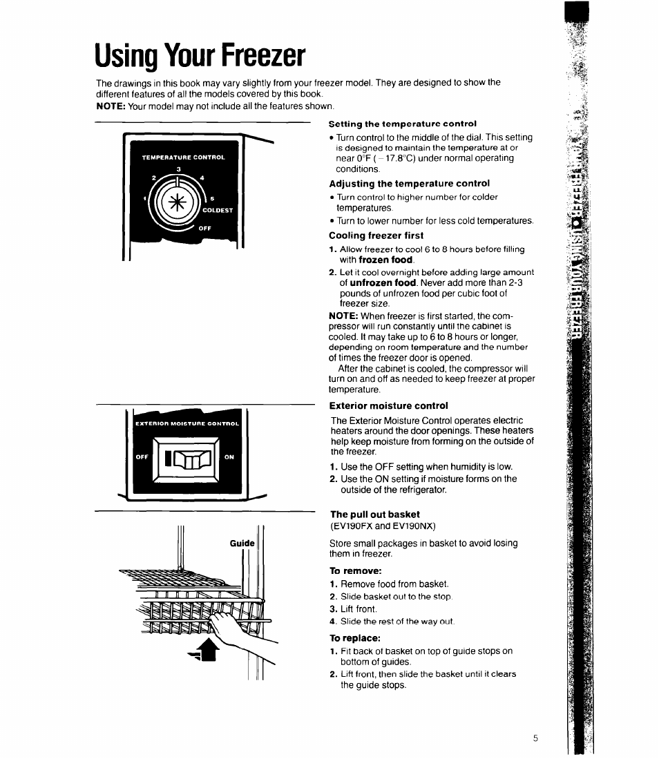 Using your freezer | Whirlpool EW190FX User Manual | Page 5 / 12