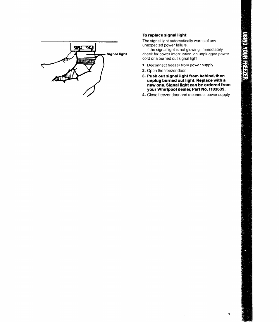 To replace signal light | Whirlpool EW190FX User Manual | Page 7 / 12