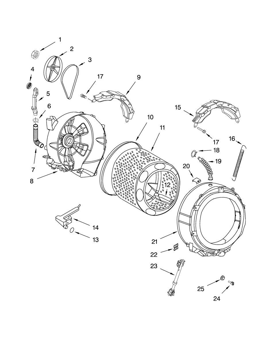 Tub and basket, Tub and basket parts | Whirlpool GHW9100LW2 User Manual | Page 9 / 13