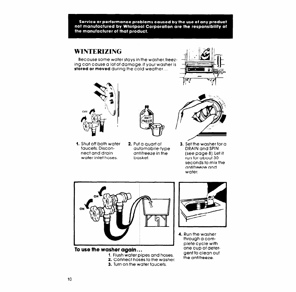 Winterizing | Whirlpool LA5000XM User Manual | Page 10 / 12