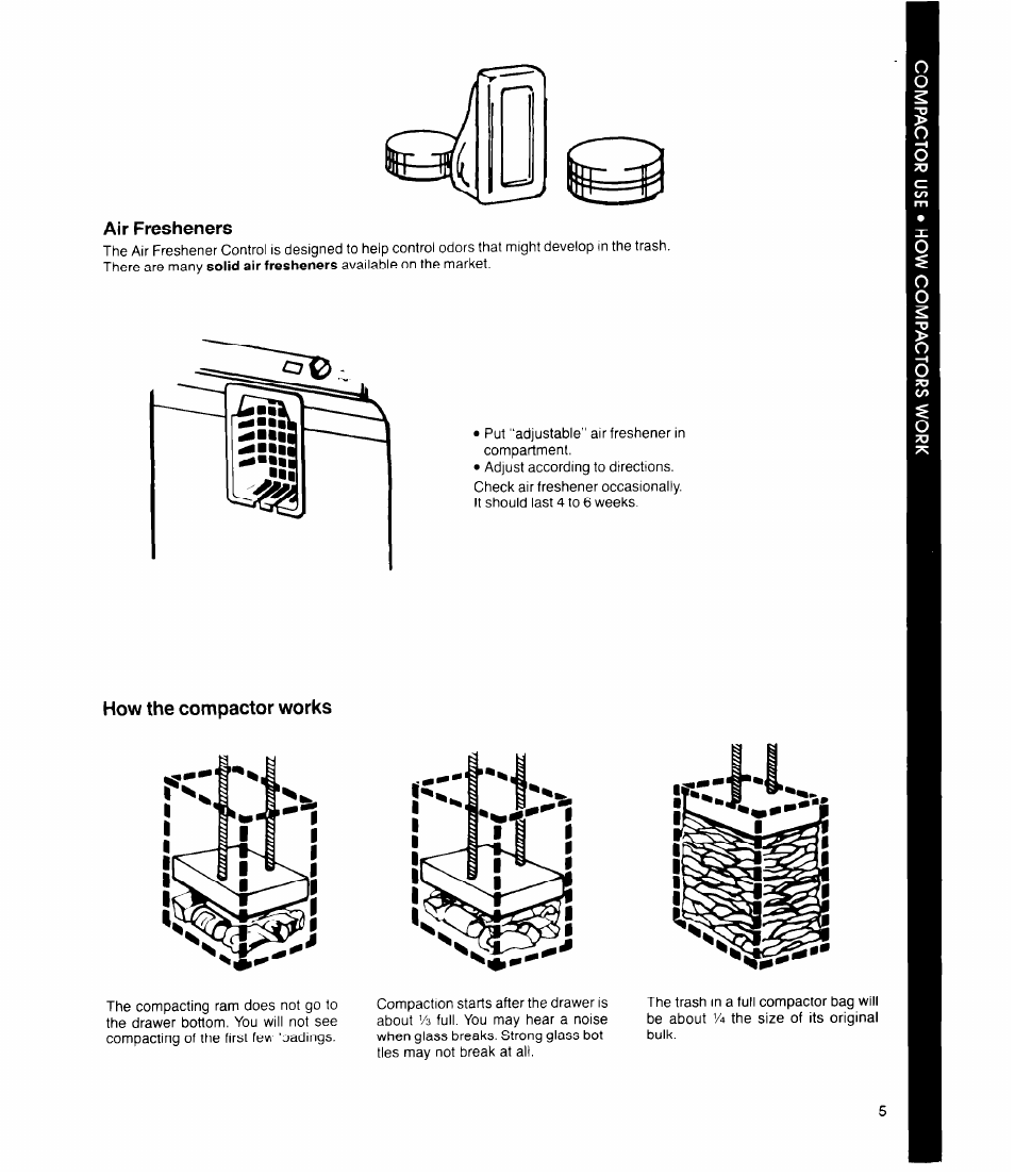 Air fresheners, How the compactor works | Whirlpool TU4000 User Manual | Page 5 / 12