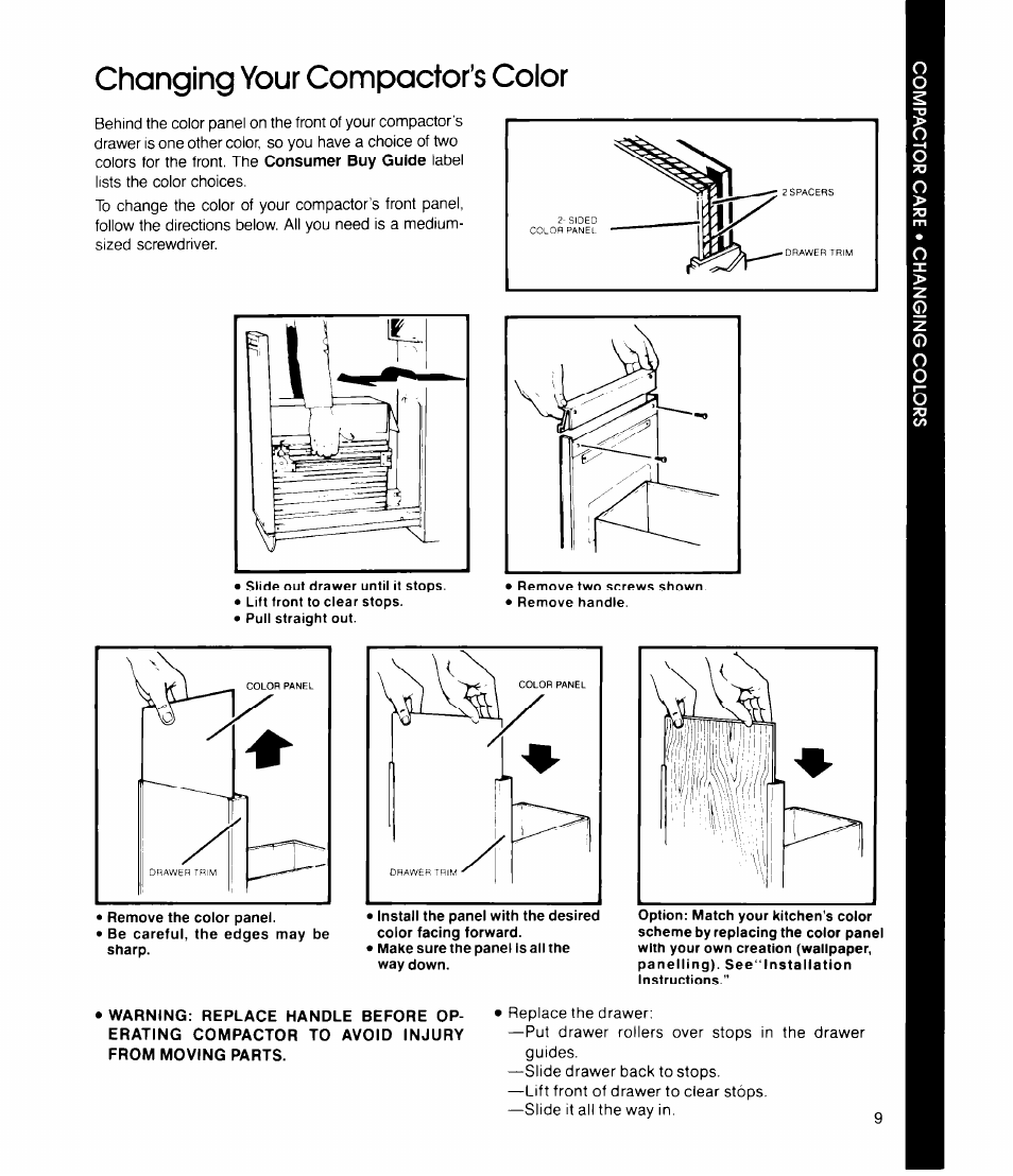 Changing your compactor’s color | Whirlpool TU4000 User Manual | Page 9 / 12