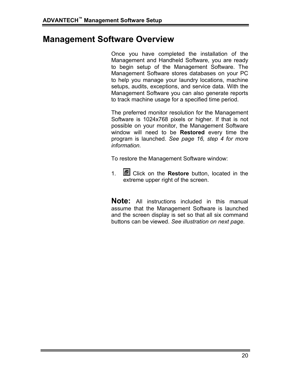 Management software overview | Whirlpool ADVANTECH CL-8 User Manual | Page 29 / 108