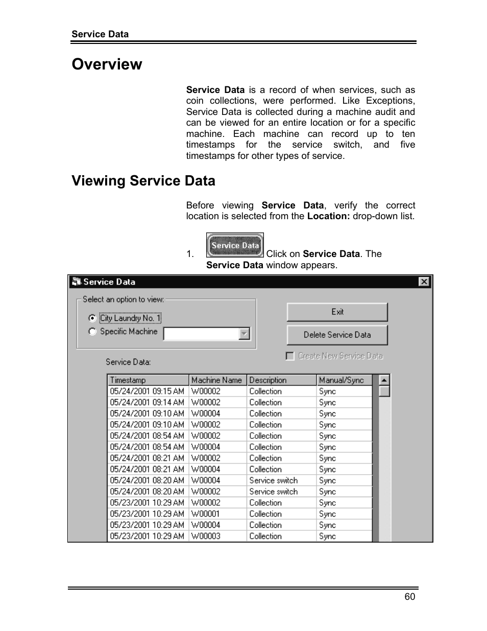Overview, Viewing service data | Whirlpool ADVANTECH CL-8 User Manual | Page 69 / 108