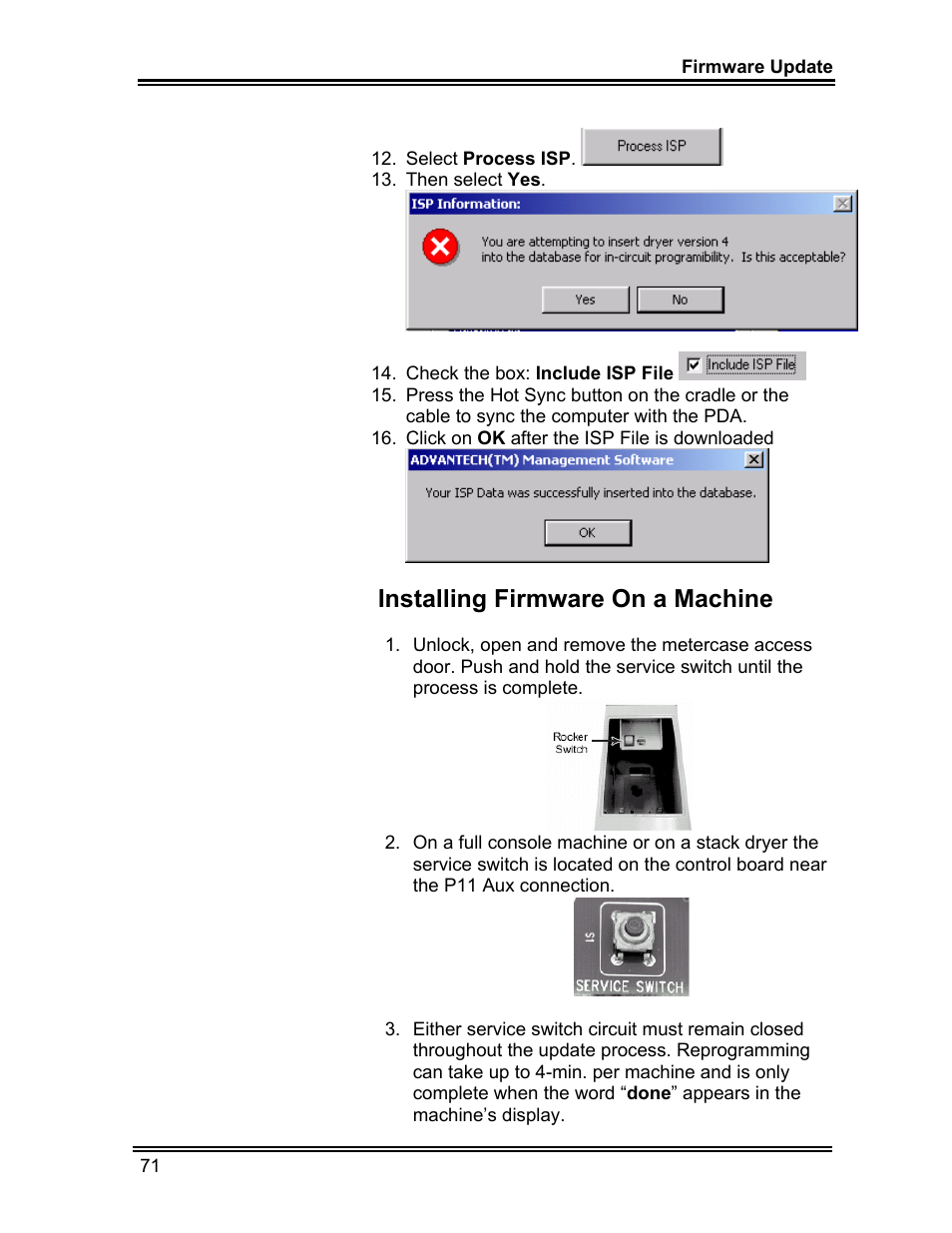 Installing firmware on a machine | Whirlpool ADVANTECH CL-8 User Manual | Page 80 / 108