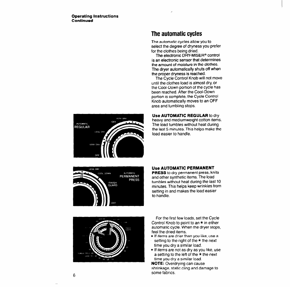 The automatic cycles | Whirlpool LG688lXT User Manual | Page 6 / 16