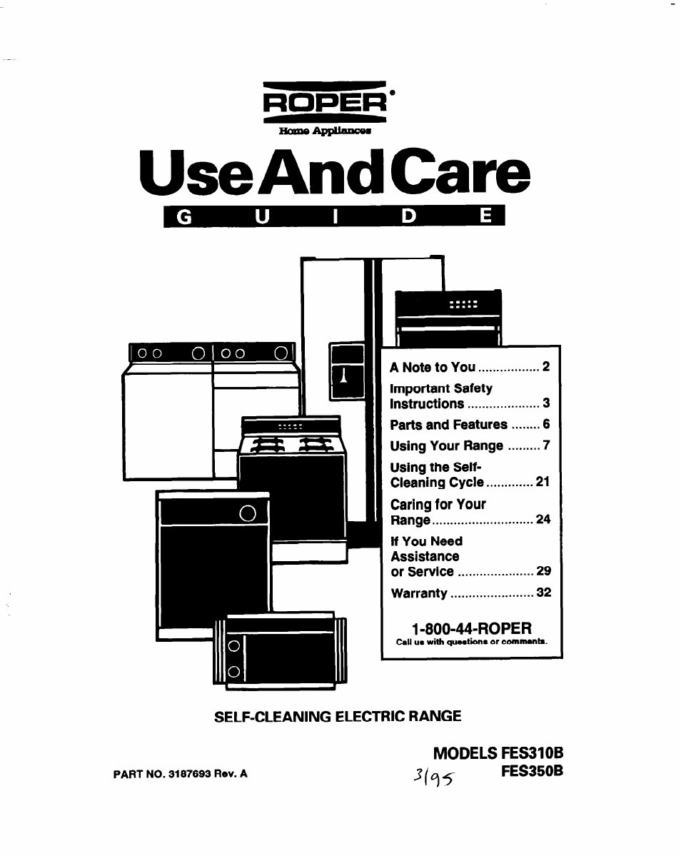 Whirlpool FES310B User Manual | 32 pages