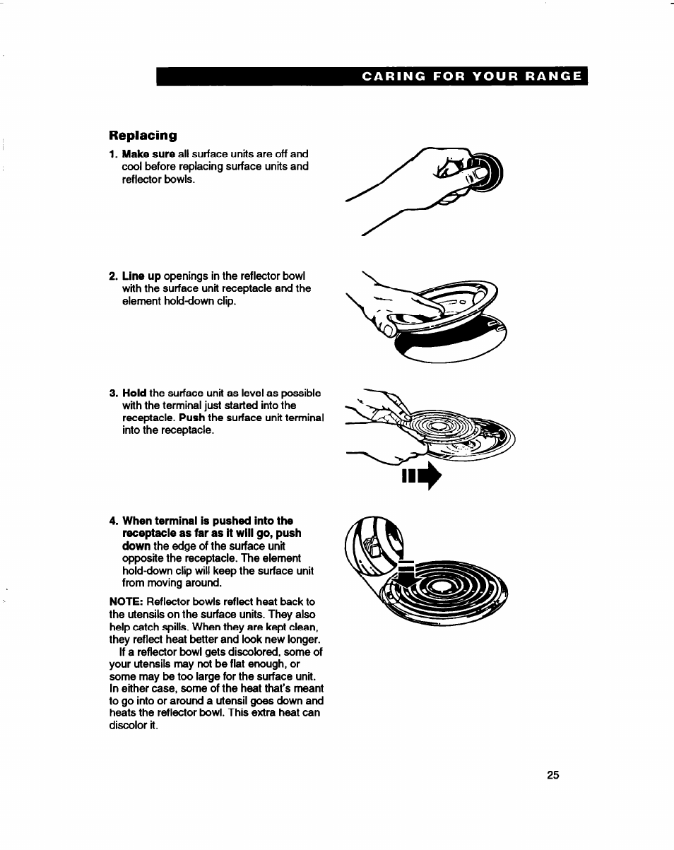 Replacing | Whirlpool FES310B User Manual | Page 25 / 32
