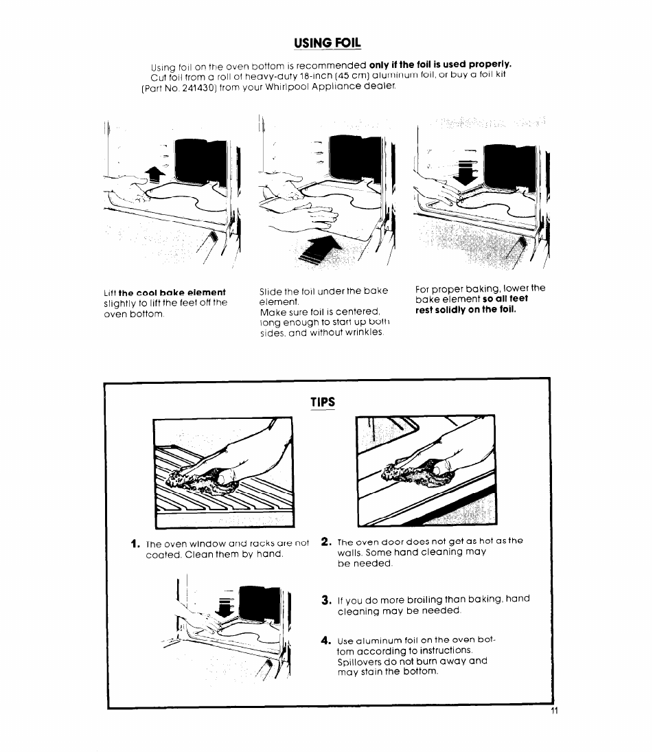 Using foil, Tips | Whirlpool RB220PXK User Manual | Page 11 / 16