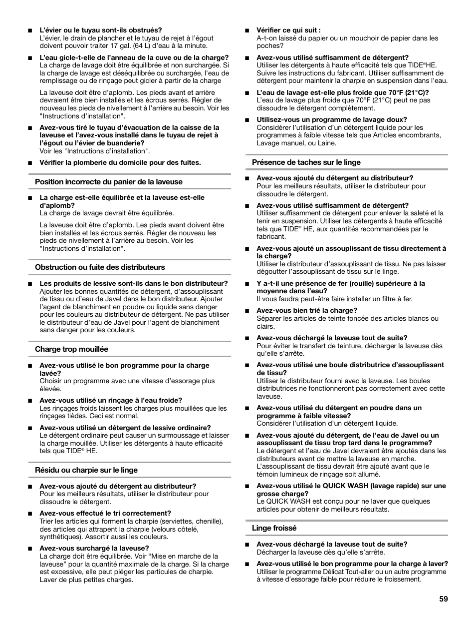 Whirlpool GVW9959KL0 User Manual | Page 59 / 64