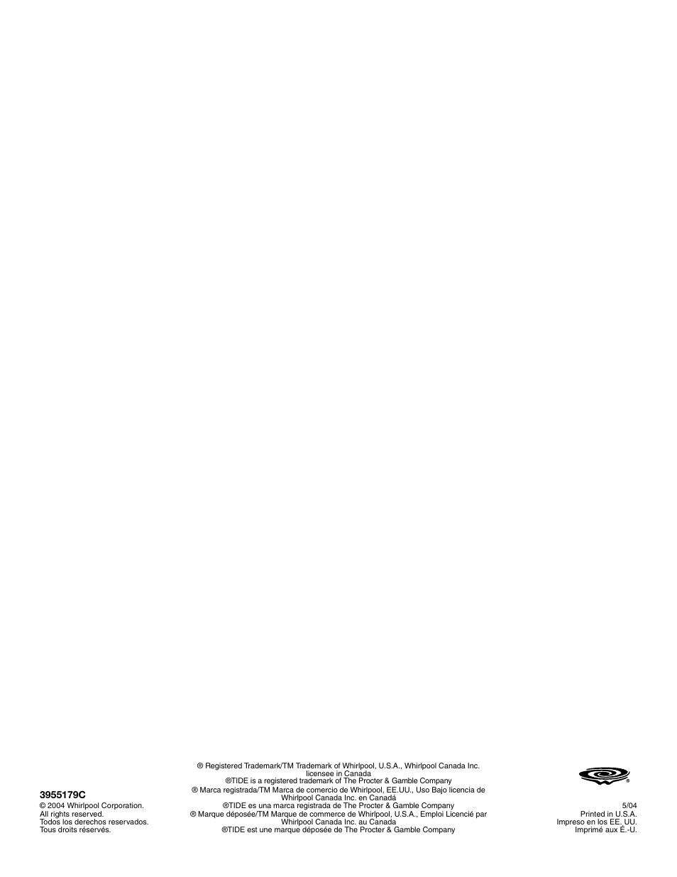Whirlpool GVW9959KL0 User Manual | Page 64 / 64