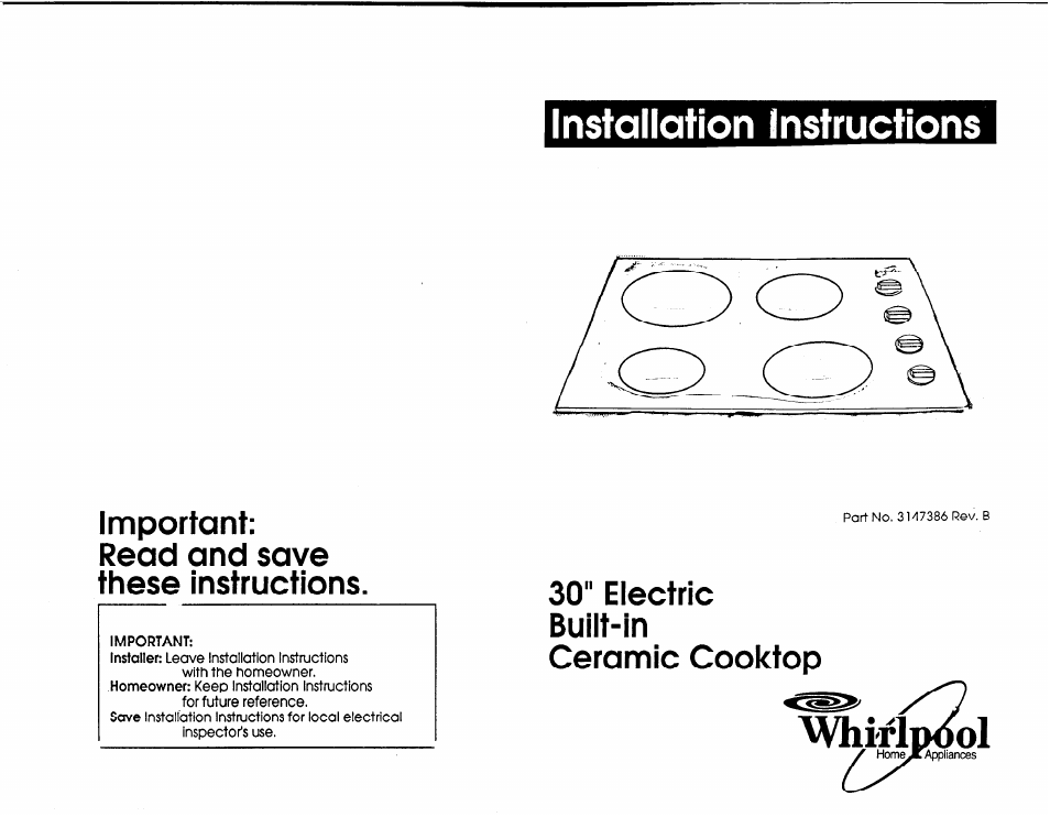 Whirlpool Cooktop User Manual | 5 pages