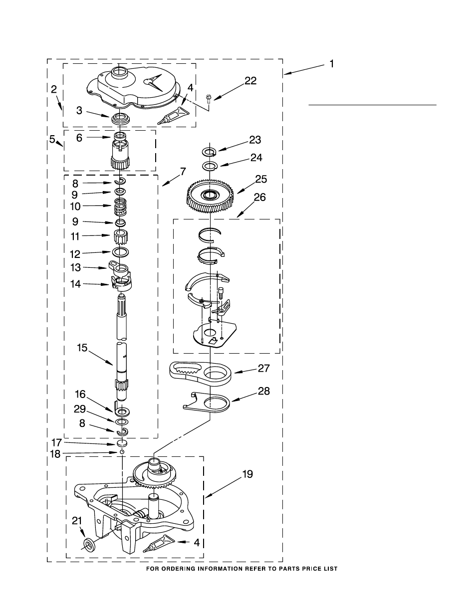 Gearcase, Gearcase parts | Whirlpool LTE5243DT2 User Manual | Page 15 / 18