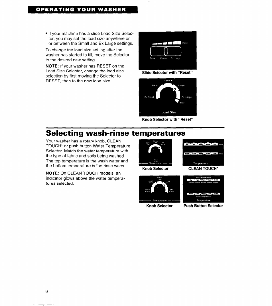 Selecting wash-rinse temperatures | Whirlpool 8LSC6244BG0 User Manual | Page 6 / 49