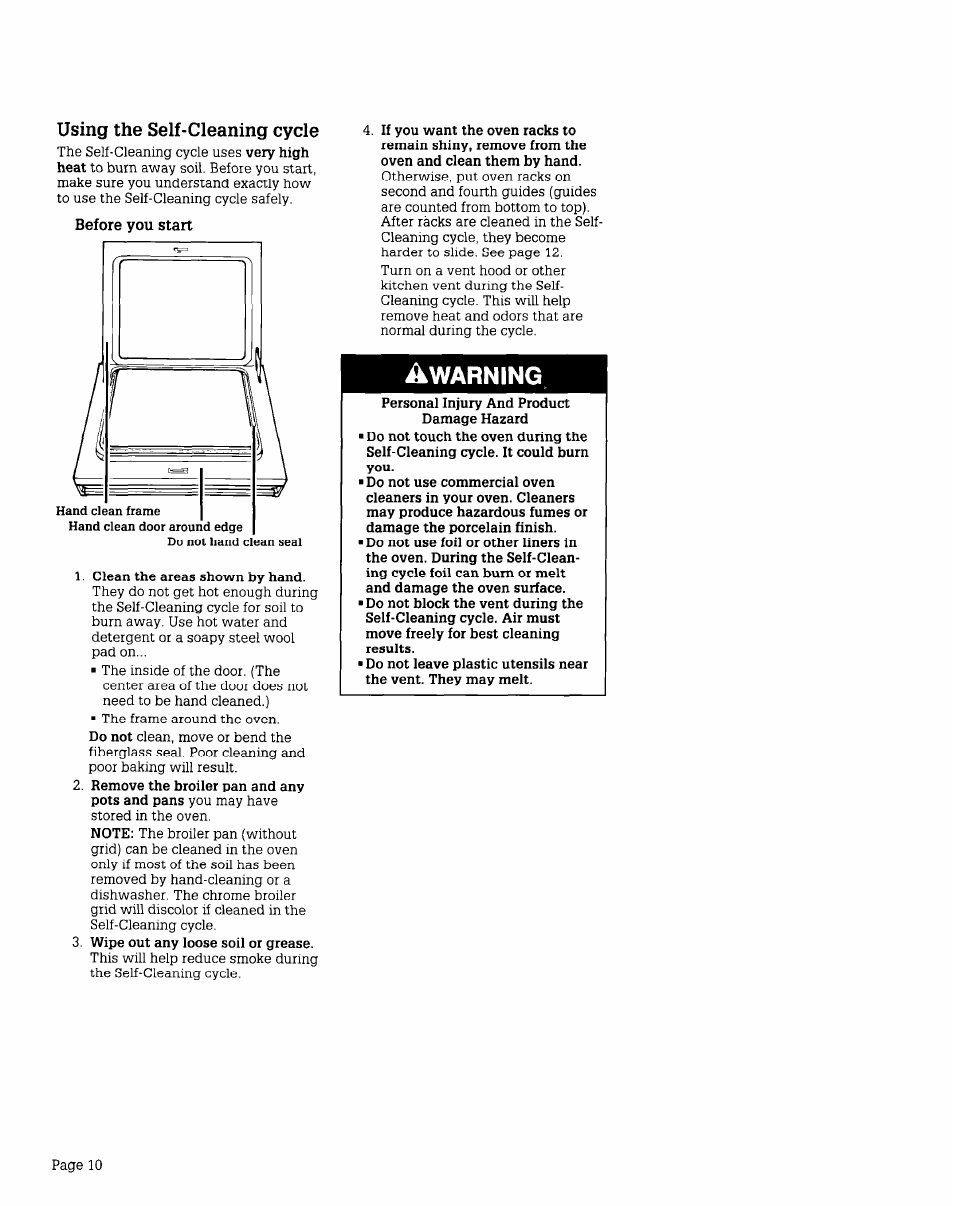 Using the self-cleaning cycle | Whirlpool FGS395V User Manual | Page 10 / 16