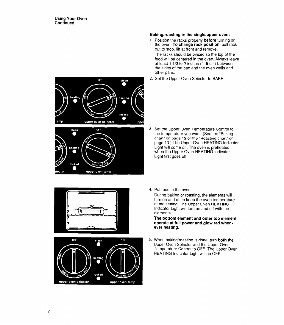 Baking/roasting in the single/upper oven | Whirlpool RB170PXX User Manual | Page 10 / 32