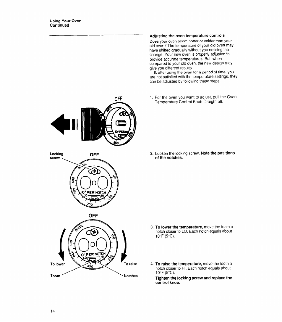 Adjusting the oven temperature controls | Whirlpool RB170PXX User Manual | Page 14 / 32