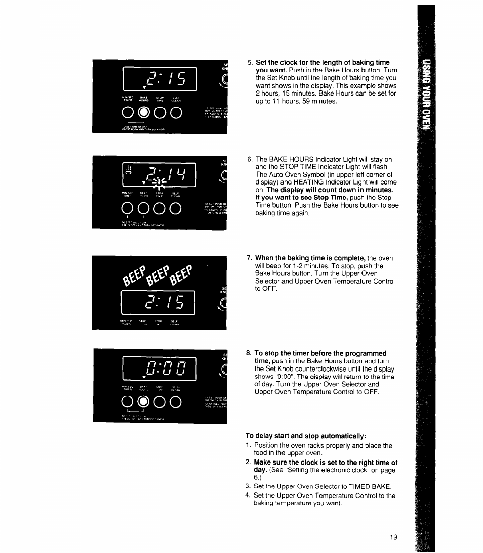 To delay start and stop automatically, D ' i f | Whirlpool RB170PXX User Manual | Page 19 / 32