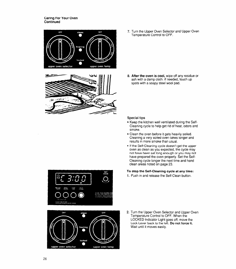 Special tips, To stop the self-cleaning cycle at any time | Whirlpool RB170PXX User Manual | Page 26 / 32