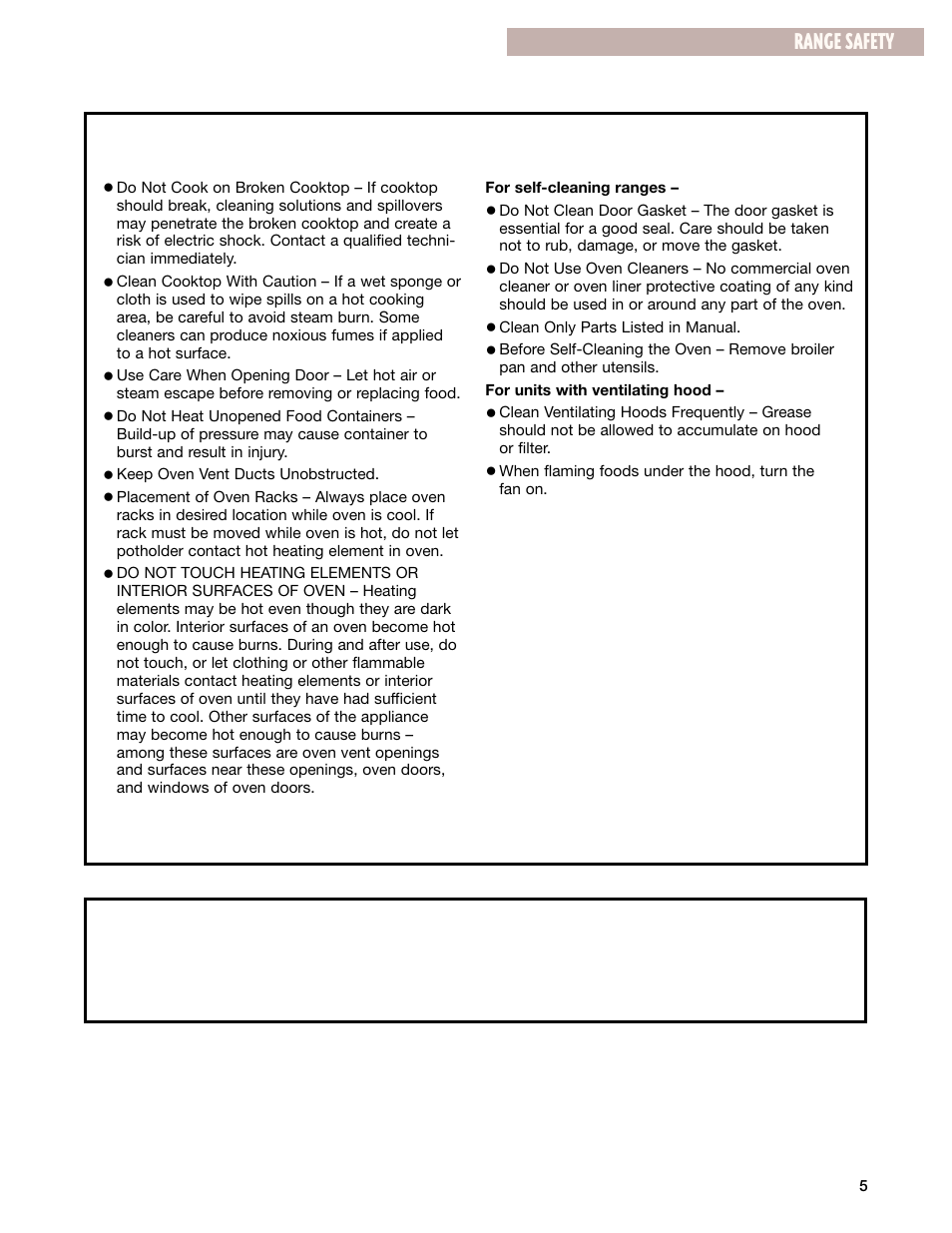 Range safety | Whirlpool GR395LXG User Manual | Page 5 / 46