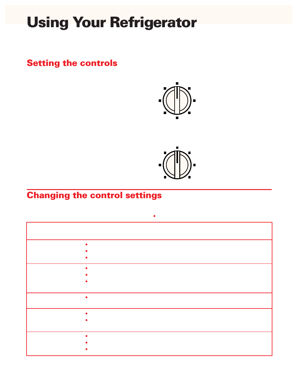 Using your refrigerator, Setting the controls, Changing the control settings | Whirlpool ED20DFXEB00 User Manual | Page 11 / 32