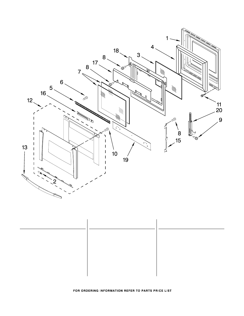 Oven door, Oven door parts | Whirlpool GBS277PRB03 User Manual | Page 4 / 7