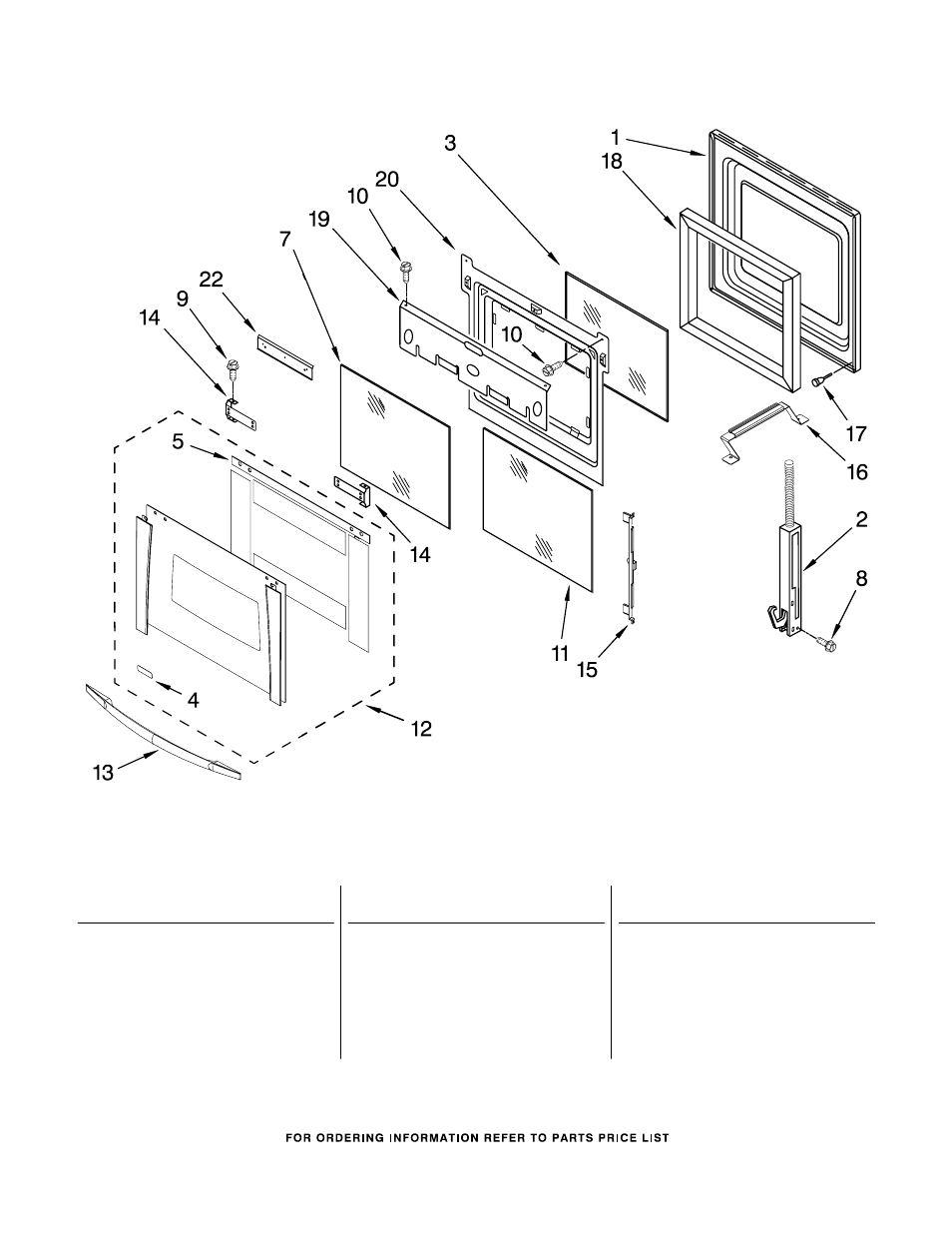 Oven door, Oven door parts | Whirlpool GBD307PRS02 User Manual | Page 5 / 9