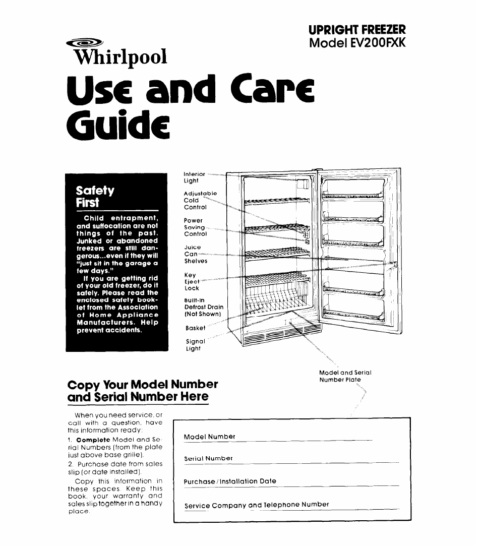 Whirlpool EV200D User Manual | 8 pages