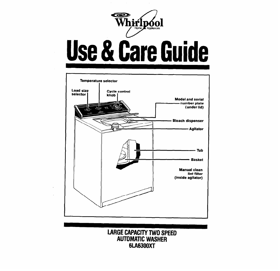 Whirlpool 6LA63OOXT User Manual | 16 pages