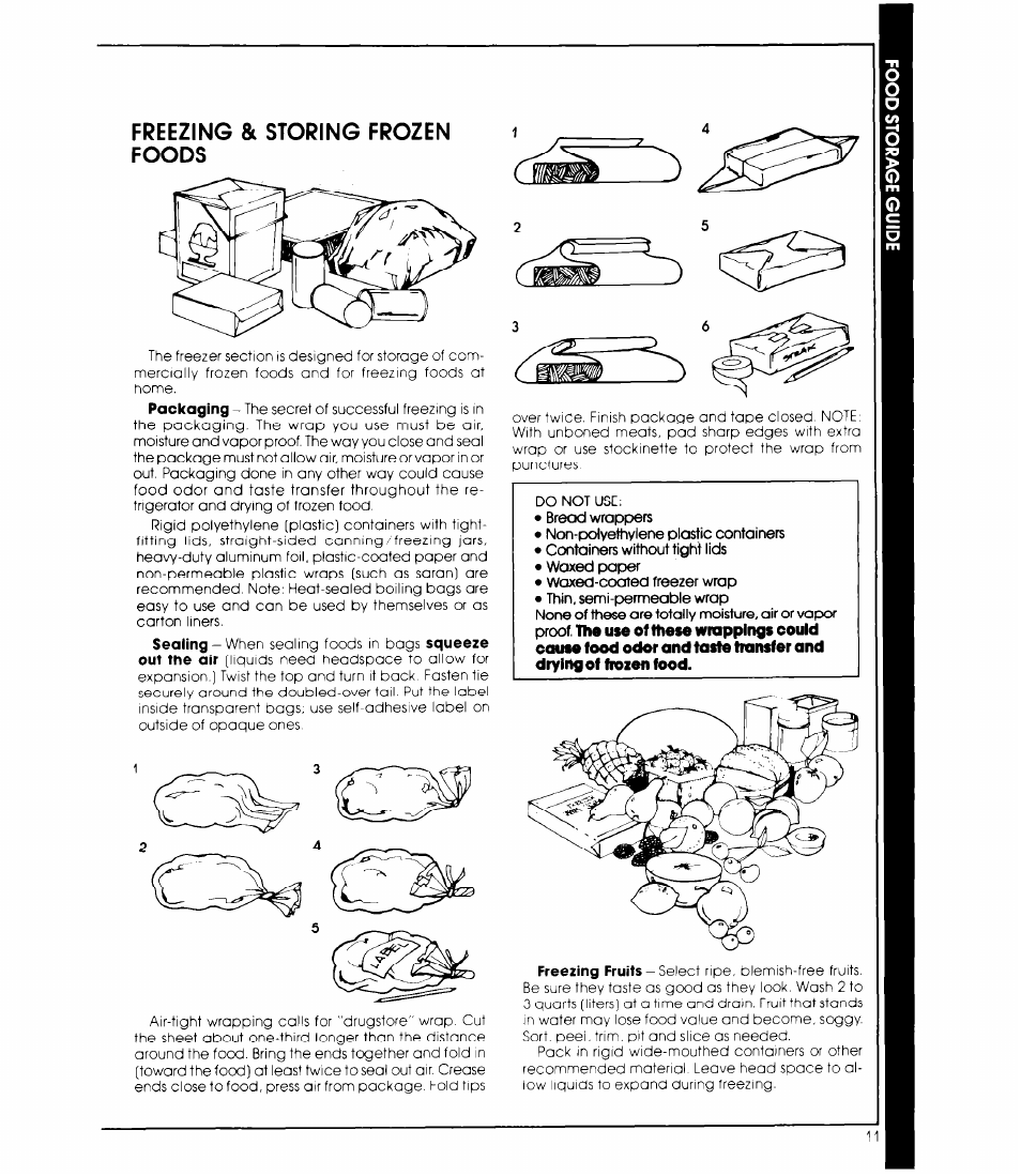 Freezing & storing frozen foods | Whirlpool EB19ZK User Manual | Page 11 / 16