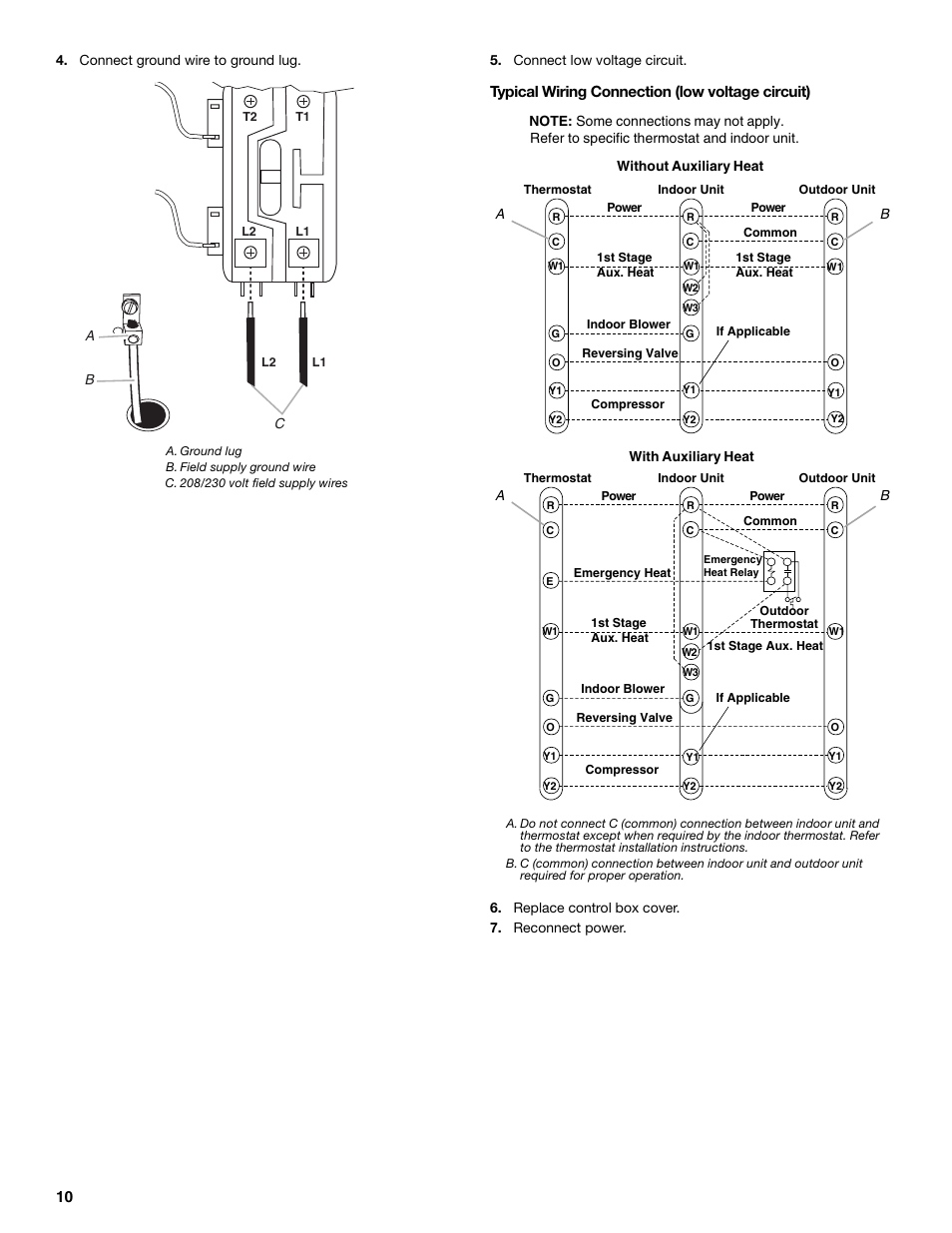 Typical wiring connection (low voltage circuit) | Whirlpool GOLD W4GH6 User Manual | Page 10 / 20