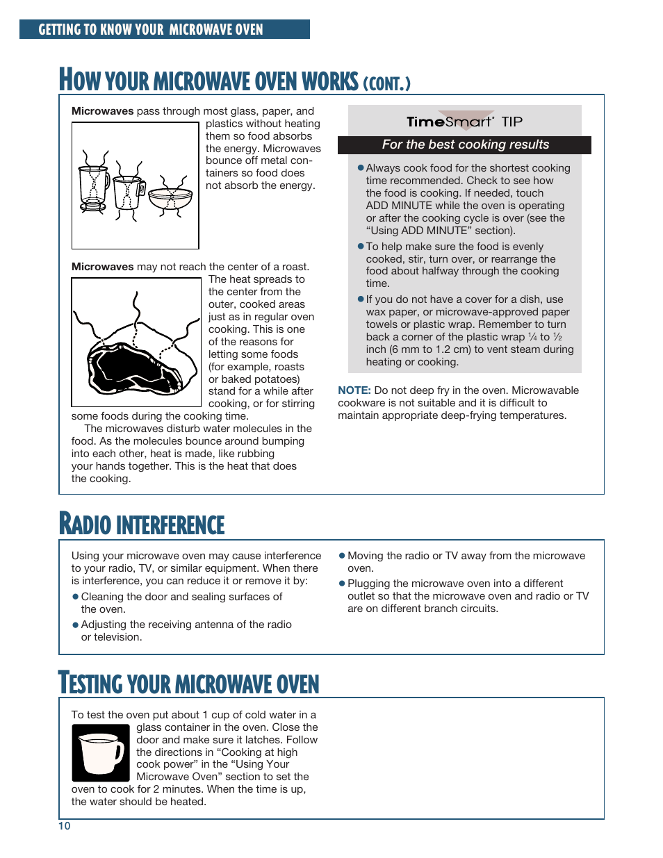 Radio interference, Testing your microwave oven, Your | Microwave, Oven, Works, Esting, Adio, Interference | Whirlpool YMH6140XF User Manual | Page 10 / 44