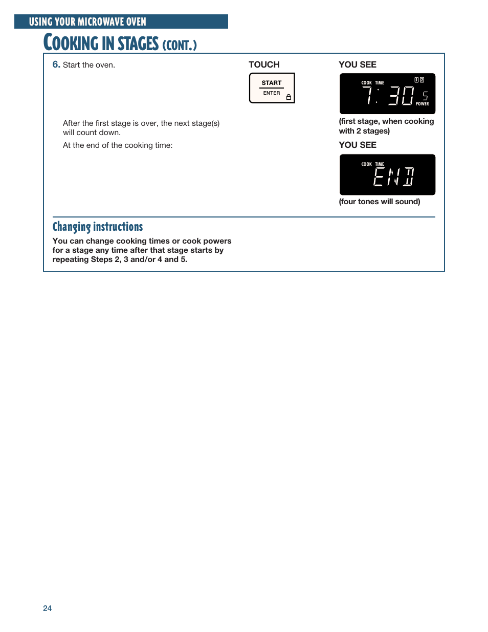 Ooking, Stages, Cont | Whirlpool YMH6140XF User Manual | Page 24 / 44