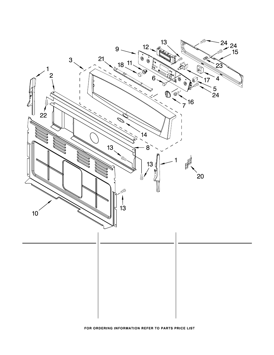 Control panel, Control panel parts | Whirlpool GR673LXSS0 User Manual | Page 2 / 8