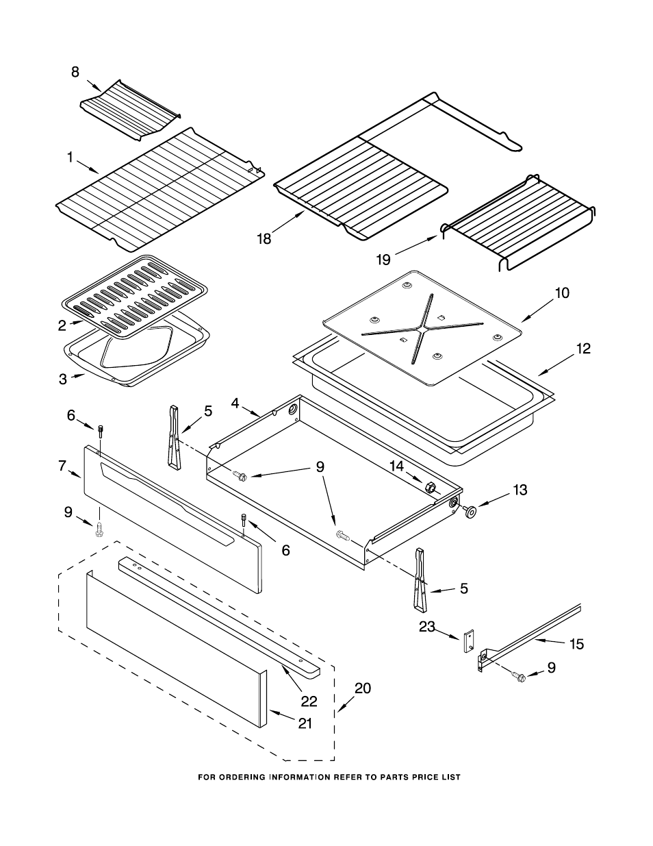 Drawer & broiler, Drawer & broiler parts | Whirlpool GR673LXSS0 User Manual | Page 5 / 8