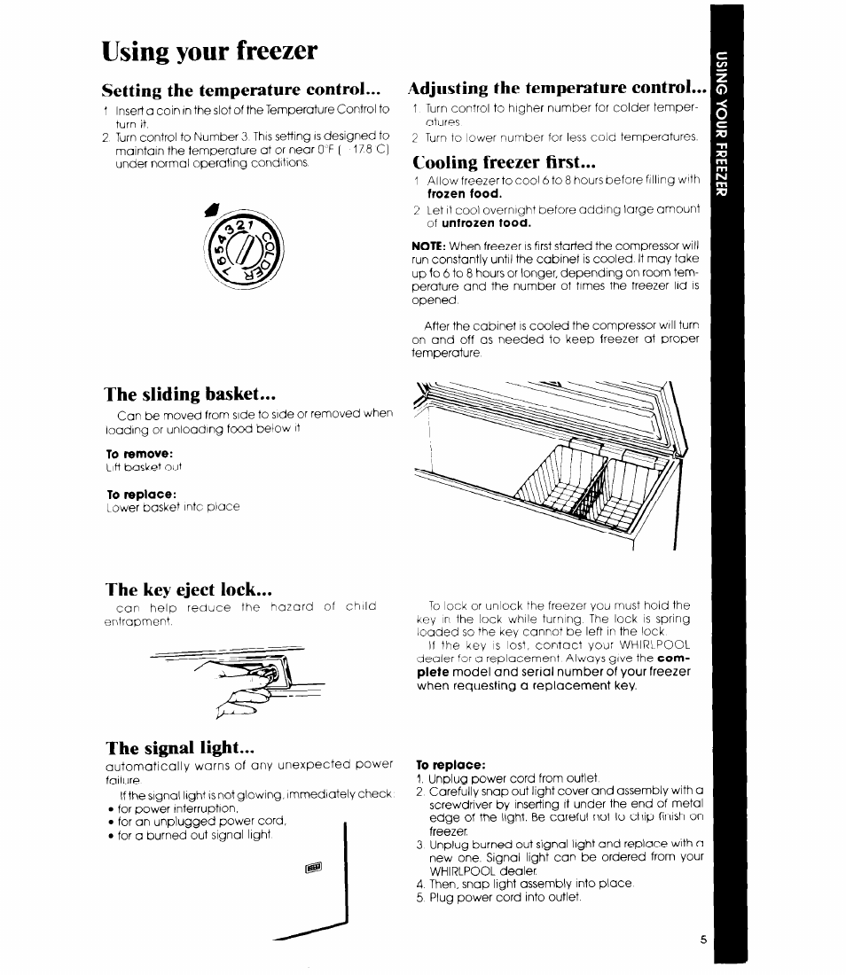 Using your freezer | Whirlpool EH150F User Manual | Page 5 / 12