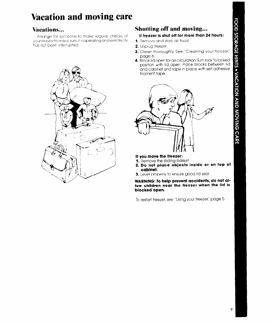 Vacation and moving care | Whirlpool EH150F User Manual | Page 9 / 12