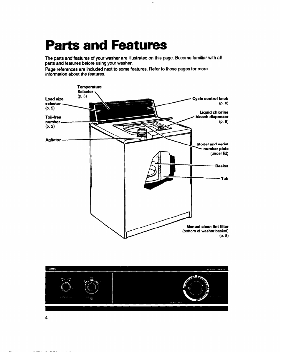 Parts and features | Whirlpool Roper RAB4232DL0 User Manual | Page 4 / 20