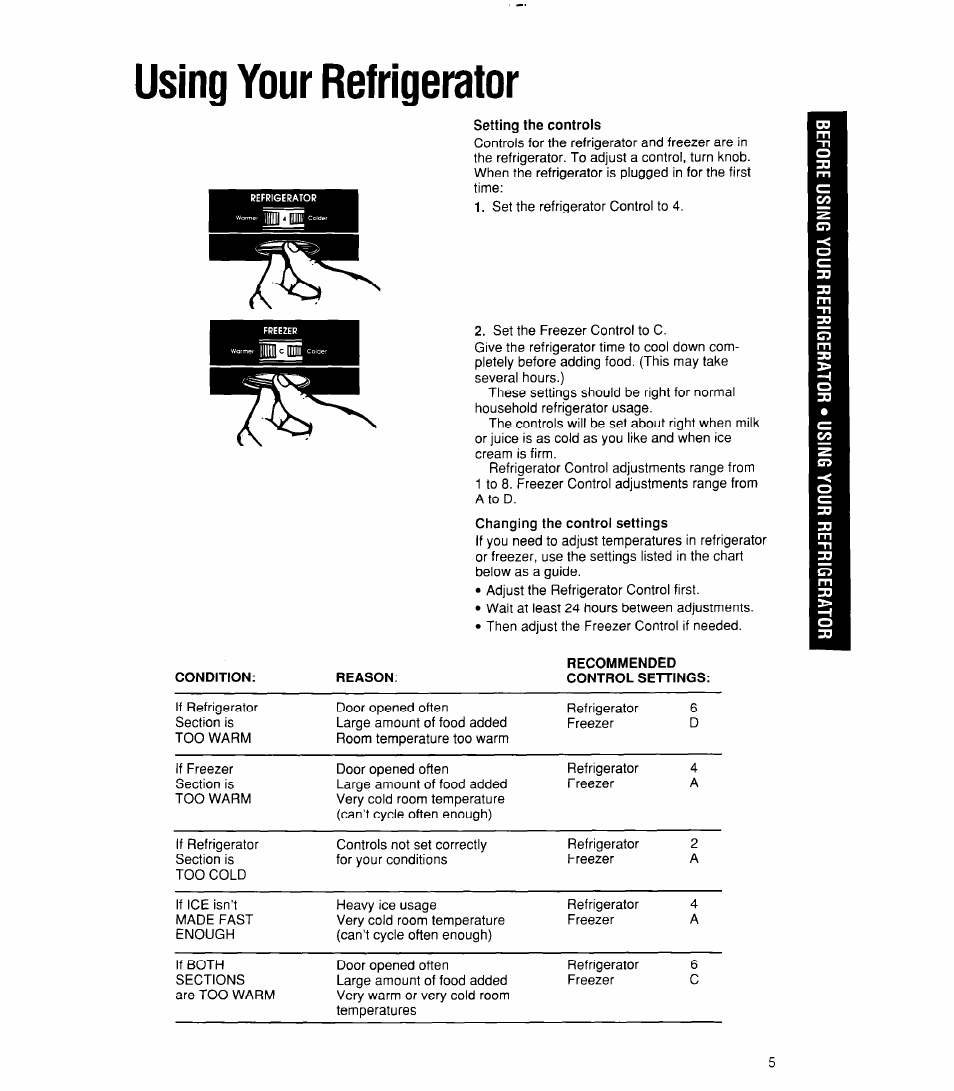 Using your refrigerator | Whirlpool 6ET20RK User Manual | Page 5 / 16